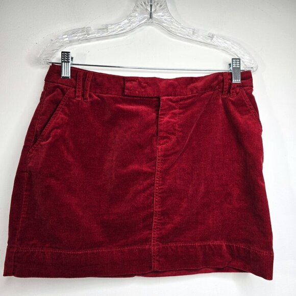 Vintage 90s Y2K Scarlet Dark Red Corduroy Mini Skirt - Picture 1 of 8